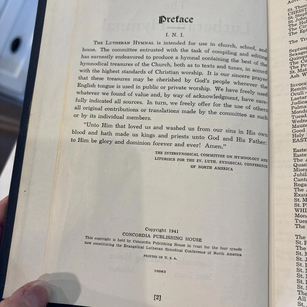VINTAGE- The Lutheran Hymnal 1941 Concordia Publishing Blue Hard Cover